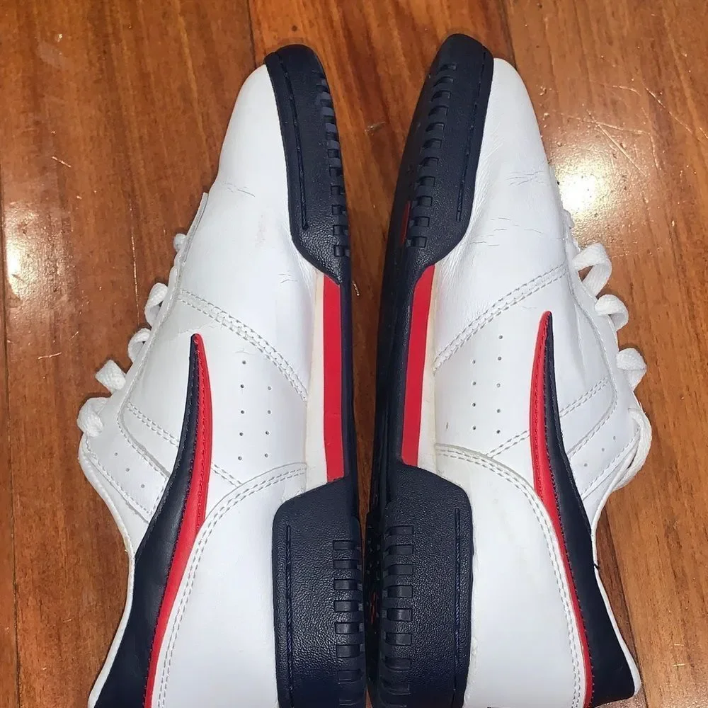 Fila White Sneakers with Navy and Red Accents size 5